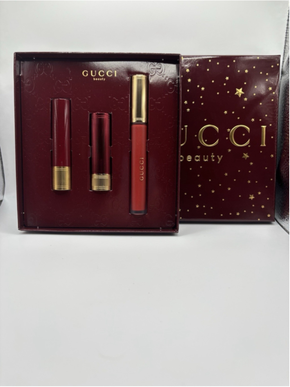 Gucci Beauty Lipstick Trio Gift Set Rosso Ancora 509 Red Cream Liquid Matte - Picture 2 of 5